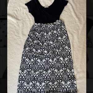 Blue & white maxi dress